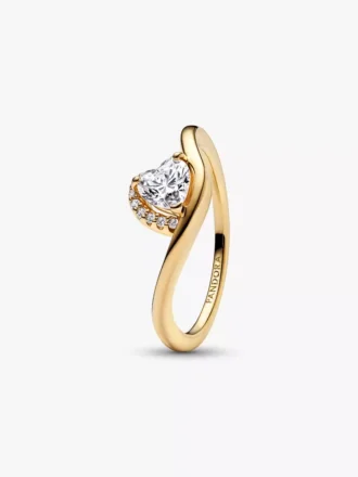 Ring mit gewelltem Herz, 14-karätige Vergoldung