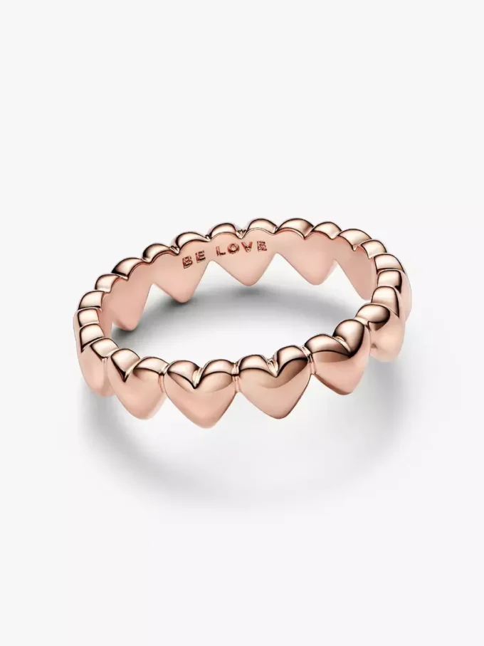 Ring mit Herzreihe, 14 Karat Roségold-Beschichtung Ring mit Herzreihe, 14 Karat Roségold-Beschichtung