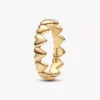 Ring mit Herzreihe, 14-karätige Vergoldung Ring mit Herzreihe, 14-karätige Vergoldung