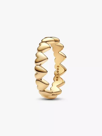 Ring mit Herzreihe, 14-karätige Vergoldung