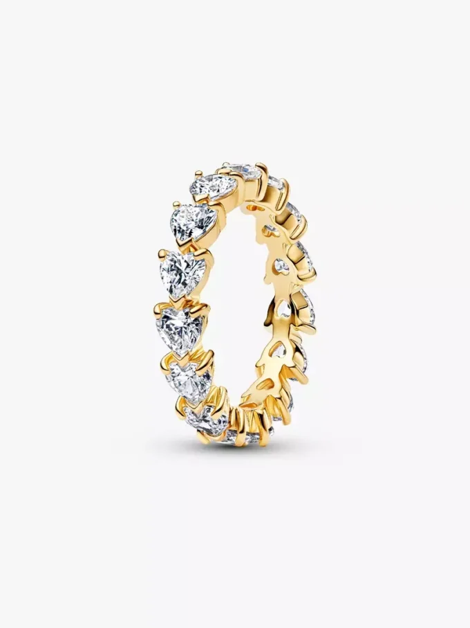 Ring mit klaren Herzen, 14-karätig vergoldet Ring mit klaren Herzen, 14-karätig vergoldet