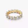 Ring mit klaren Herzen, 14-karätig vergoldet Ring mit klaren Herzen, 14-karätig vergoldet