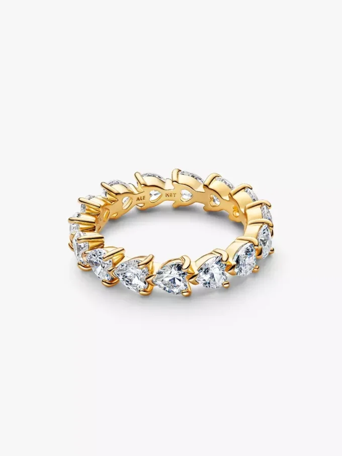 Ring mit klaren Herzen, 14-karätig vergoldet Ring mit klaren Herzen, 14-karätig vergoldet