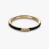 Ring mit schwarzem Emaille und Steinen, 14-karätig vergoldet Ring mit schwarzem Emaille und Steinen, 14-karätig vergoldet