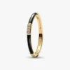 Ring mit schwarzem Emaille und Steinen – 14-karätige Vergoldung Ring mit schwarzem Emaille und Steinen – 14-karätige Vergoldung
