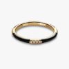 Ring mit schwarzem Emaille und Steinen – 14-karätige Vergoldung Ring mit schwarzem Emaille und Steinen – 14-karätige Vergoldung
