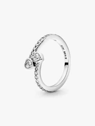 Ring mit zwei funkelnden Herzen aus Sterlingsilber