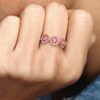Ring „Pink Daisy Flower Trio“ – 14 Karat Roségold-Beschichtung