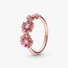 Ring „Pink Daisy Flower Trio“ – 14 Karat Roségold-Beschichtung