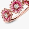 Ring „Pink Daisy Flower Trio“ – 14 Karat Roségold-Beschichtung