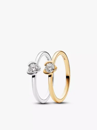 Ring-Set mit Herz aus im Labor gezüchteten Diamanten, 2er-Set
