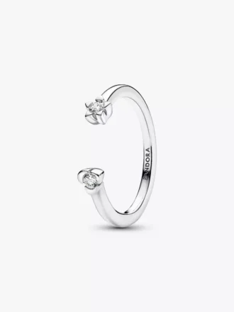 Pandora Talisman Sterling-Silber-Ring mit Herz- und Stern-Motiv aus im Labor gezüchteten Diamanten, 0,13 ct insgesamt, Sterling-Silber