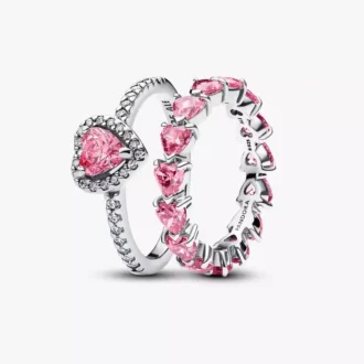 Ring-Set „Pink Heart to Hearts“ (2er-Set)
