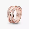 Ring „Sparkling & Polished Lines“ 14 Karat Roségold-Beschichtung