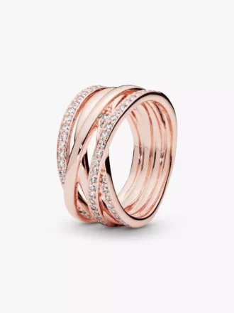 Ring „Sparkling & Polished Lines“ 14 Karat Roségold-Beschichtung