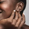 Ring „Sparkling & Polished Lines“ 14 Karat Roségold-Beschichtung