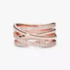 Ring „Sparkling & Polished Lines“ 14 Karat Roségold-Beschichtung