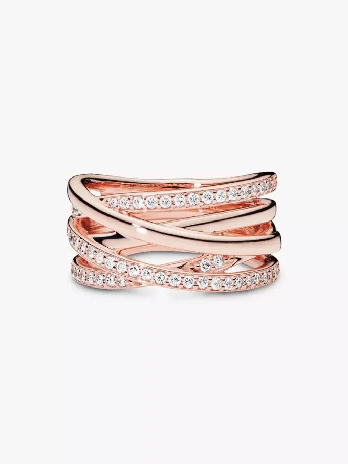 Ring „Sparkling & Polished Lines“ 14 Karat Roségold-Beschichtung