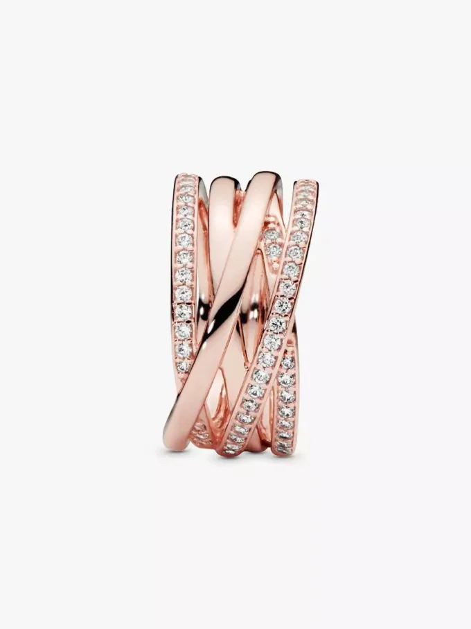 Ring „Sparkling & Polished Lines“ 14 Karat Roségold-Beschichtung