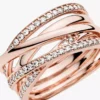 Ring „Sparkling & Polished Lines“ 14 Karat Roségold-Beschichtung