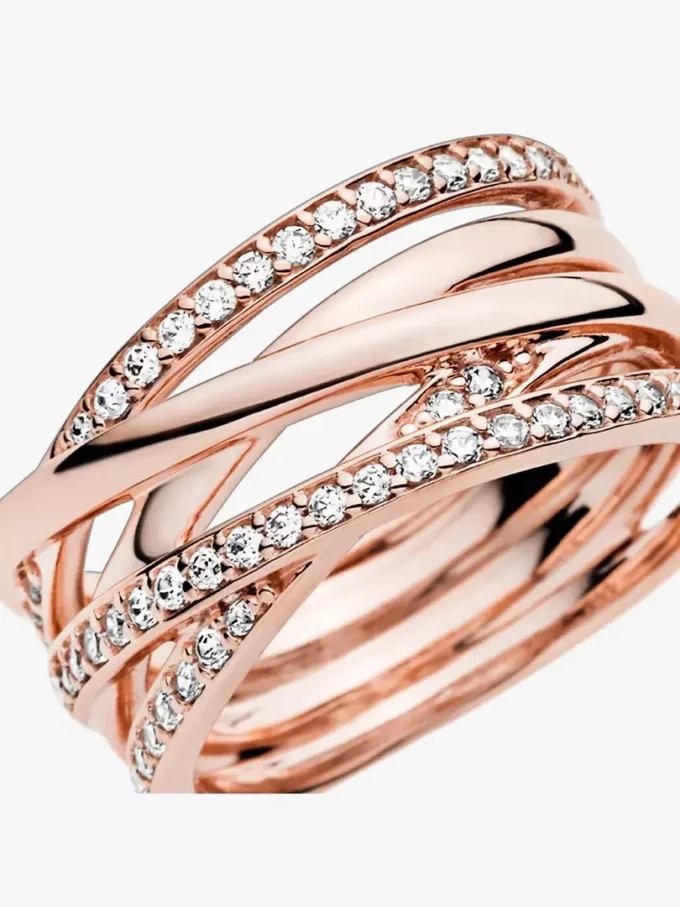 Ring „Sparkling & Polished Lines“ 14 Karat Roségold-Beschichtung