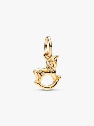 Rocking Unicorn Dangle Charm – Sterlingsilber, 14 Karat vergoldet