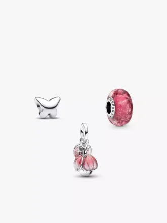 Rosa Frühlings-Charm-Trio, 3er-Set
