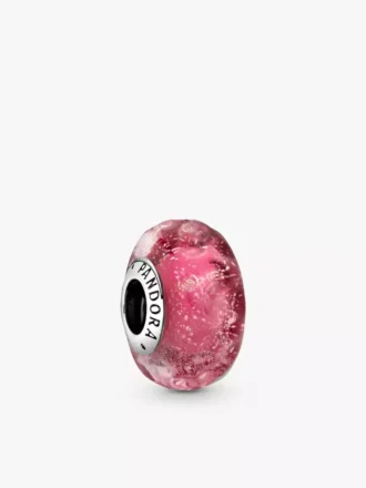 Wavy Fancy Pink Murano Glass Charm aus Sterlingsilber