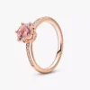 Rosa funkelnder Kronen-Solitärring, 14 Karat Roségold-Beschichtung