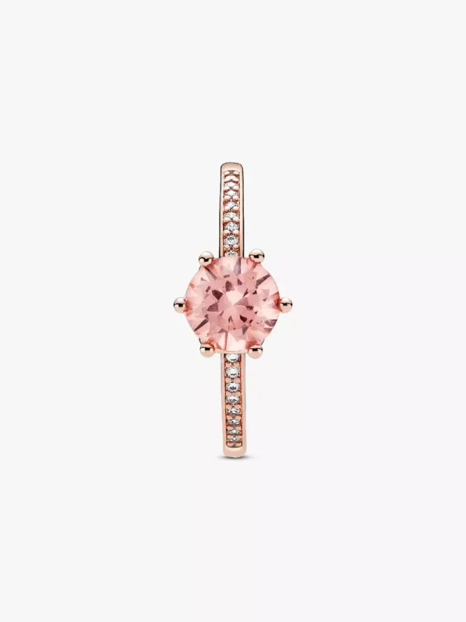 Rosa funkelnder Kronen-Solitärring, 14 Karat Roségold-Beschichtung