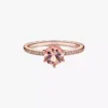 Rosa funkelnder Kronen-Solitärring, 14 Karat Roségold-Beschichtung