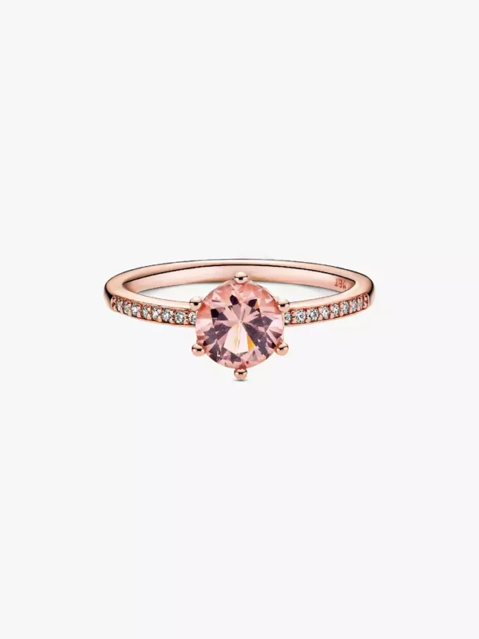 Rosa funkelnder Kronen-Solitärring, 14 Karat Roségold-Beschichtung