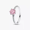 Rosa funkelnder Kronenring aus Sterlingsilber