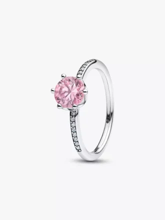 Rosa funkelnder Kronenring aus Sterlingsilber