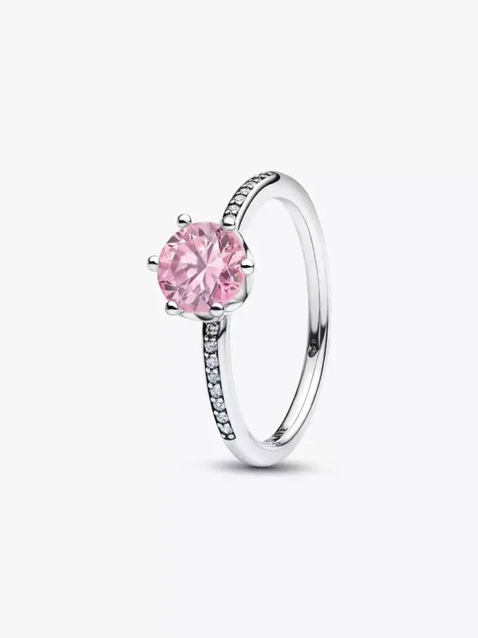 Rosa funkelnder Kronenring aus Sterlingsilber