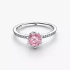 Rosa funkelnder Kronenring aus Sterlingsilber