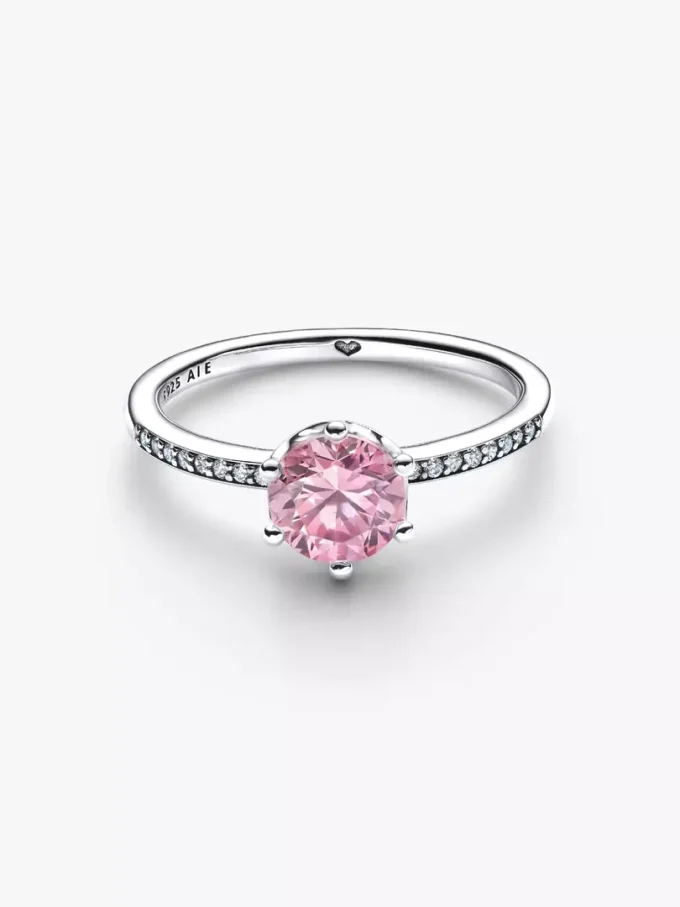 Rosa funkelnder Kronenring aus Sterlingsilber