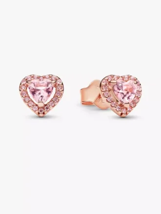 Rosa Herz-Ohrringe mit erhabener Form, 14 Karat Roségold-Beschichtung Rosa Herz-Ohrringe mit erhabener Form, 14 Karat Roségold-Beschichtung