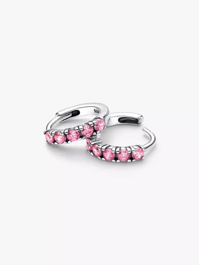 Rosa Huggie-Ohrringe aus Sterlingsilber Rosa Huggie-Ohrringe aus Sterlingsilber