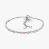 Rosa & klares Glitzer-Schiebearmband – Sterlingsilber