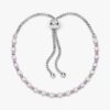 Rosa & klares Glitzer-Schiebearmband – Sterlingsilber