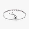 Rosa & klares Glitzer-Schiebearmband – Sterlingsilber