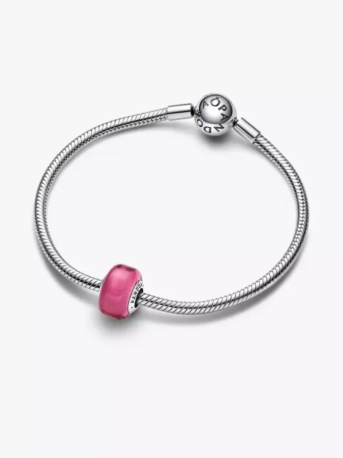 Rosa Mini-Murano Glass Charm aus Sterlingsilber Rosa Mini-Murano Glass Charm aus Sterlingsilber