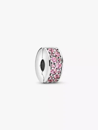 Rosa Pavé-Clip Charm aus Sterlingsilber