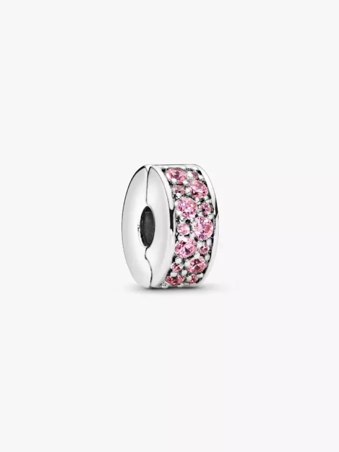 Rosa Pavé-Clip Charm aus Sterlingsilber Rosa Pavé-Clip Charm aus Sterlingsilber