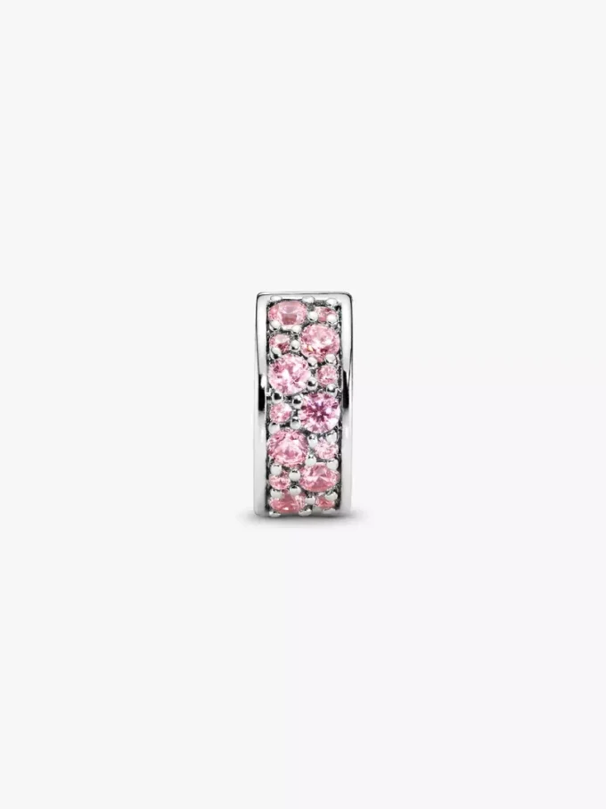 Rosa Pavé-Clip Charm aus Sterlingsilber Rosa Pavé-Clip Charm aus Sterlingsilber