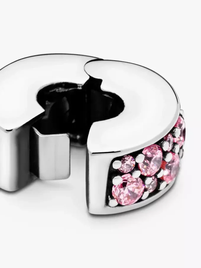 Rosa Pavé-Clip Charm aus Sterlingsilber Rosa Pavé-Clip Charm aus Sterlingsilber