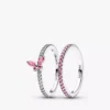 Rosa Schmetterlingsring-Set, 2er-Set