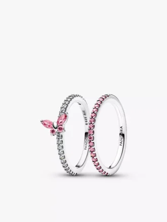 Rosa Schmetterlingsring-Set, 2er-Set