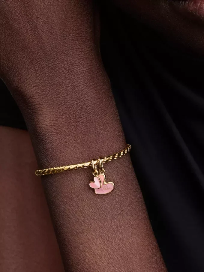 Rosa teilbarer Dangle Charm „Mutter & Tochter“ mit 14-karätiger Vergoldung Rosa teilbarer Dangle Charm „Mutter & Tochter“ mit 14-karätiger Vergoldung